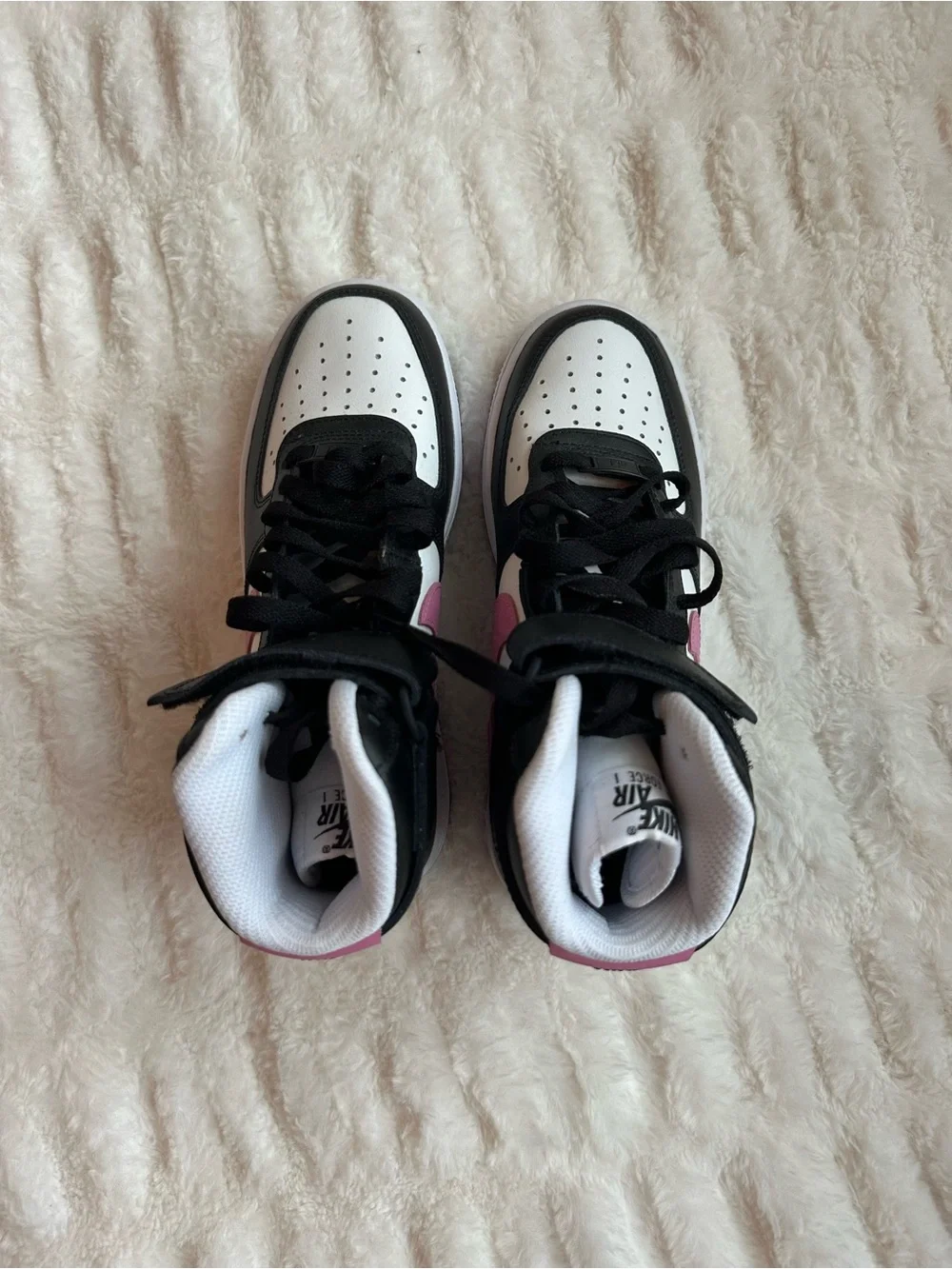 Nike Black, White & Pink Mid-Top Sneakers Size 6